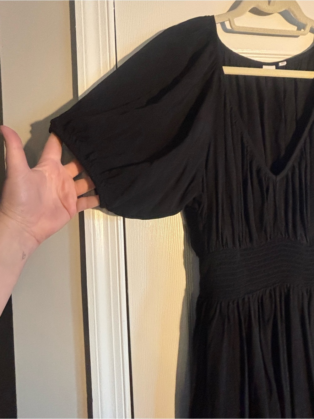 GAP Black Midi Dress with Puff Sleeves/ Daytime Dress / Classic Black Dress / XL - Picture 3 of 5